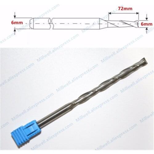 6mm*72mm-10pcs,free shipping cnc solid carbide woodworking router bit,wood milling cutter,2 flutes end mill,MDF,wood tool
