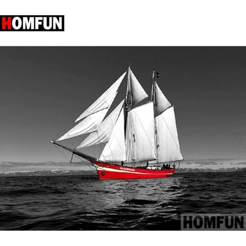 HOMFUN Full Square/Round Drill 5D DIY Diamond Painting "Boat scenery" Embroidery Cross Stitch 3D Home Decor Gift A11668