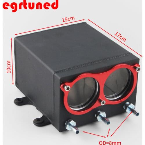 Auto 60mm dual port external 044 fuel pump tank racing Billet aluminium fitting oil catch can fuel surge tank oct2203