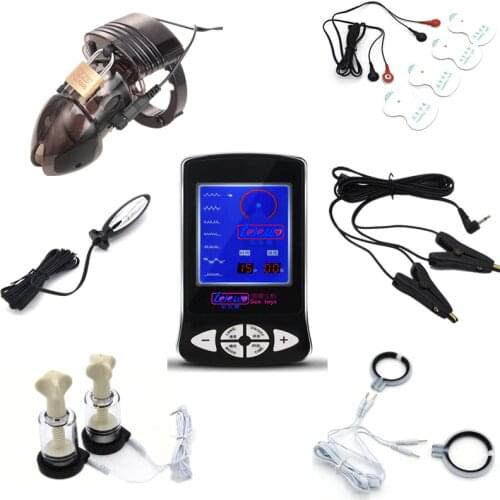 Wireless Remote Control Electric Shock Nipple Clamp,Anal Plug Massage Paste Chastity Device CB6000 Electro Penis Rings For Men