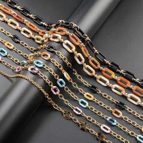 RKR Sunglasses Mask Chains For Women Bohemian Multicolor Acrylic Link Chains Eyeglasses Gold Color Fashion Accessories Wholesale
