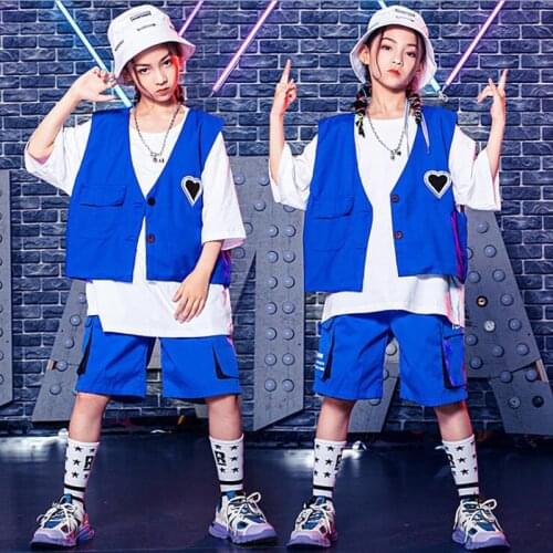 Kids Concert Hip Hop Clothing Sleeveless Jacket White T Shirt Top Streetwear Summer Shorts for Girls Boys Dance Costume Clothes