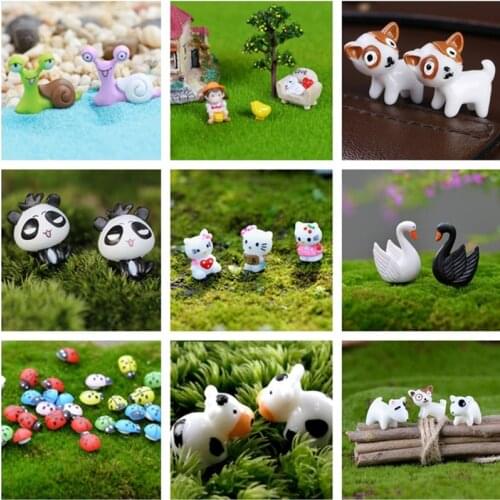 DIY Mini Craft Animals Snails Dogs Cats Cows Figurine Micro Potted Landscape Bonsai Garden Ornament Miniature Fairy Garden Decor