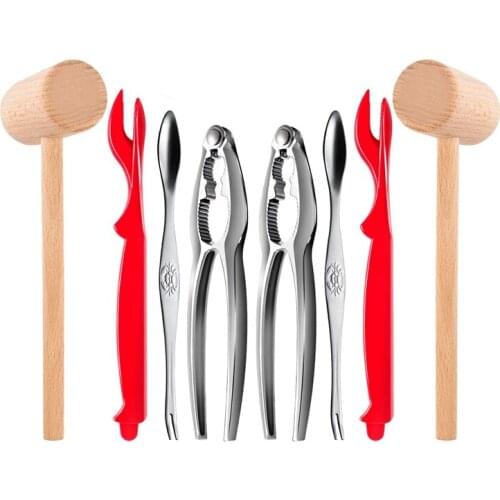 Crab Leg Cracker and Tools Seafood Tool Kit,Lobster Crab Cracker Lobster Shell Forks Seafood Forks Lobster Crab Mallets