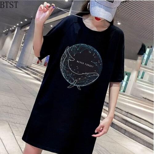 New Fashion Pattern T Shirt Geometric Magic Floating Whale Women casual short Sleeve Dress Female Streetwear woman dress