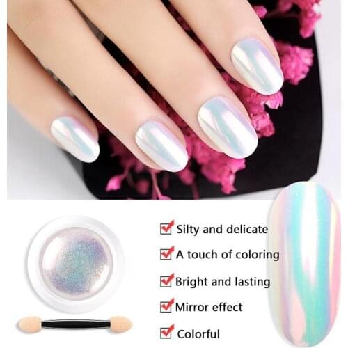 Holographic Nail Glitter Powder Aurora Pigment Nail Art Rainbow Color Neon Effect DIY Decorations Mirror Effect Chrome Nail Tool