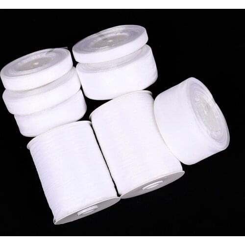 50Yards 12/15/20/25/40/50mm White Organza Ribbon Party Home Wedding Decor Gift Wrapping Christmas Birthday DIY Material Supplies