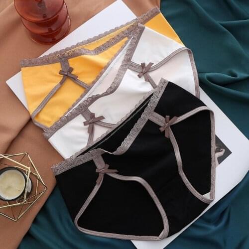 Sweet Japanese Mid-waist Panties Feminine Cute Girl High Elastic Breathable Buttocks Cotton Crotch Briefs Sexy Underwear Women