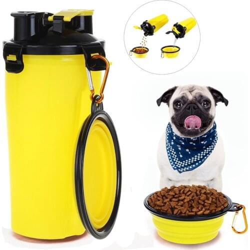 Pet portable feeder dogs Bowl Dish Outdoor Bottles Dispenser Travel food bottle Dog drinking Water Bowls dog accessories