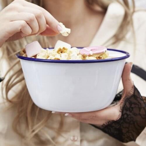 Snack Bowls Salad Bowl Noodle Rice Bowl Durable Vintage Enamel Multifunctional Soup Plate Food Containers for Kitchen Tableware