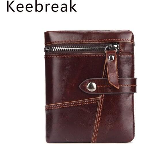 Crazy Horse Real Cow Genuine Leather Men Wallets Male Clutch Card Coin Purse Money Bag Short Women Zipper Wallet Walet Vallet