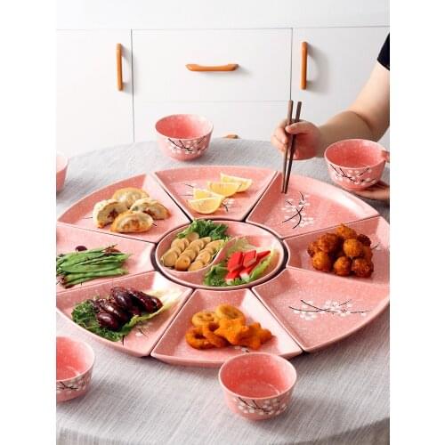 Ceramic luxury flatware table decoration set living room ceramic flower shape tableware bowl plate dishes and plates sets sushi
