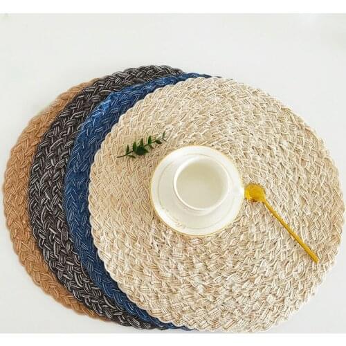 Round cotton woven Nordic style non-slip kitchen mat, cup mat, thermal mat, dish, coffee cup, table mat, home decoration