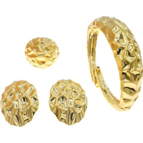 The latest design Brazilian gold luxury Jewelry set Italian Bracelet Earrings Ring Three-piece jewelry set B0012