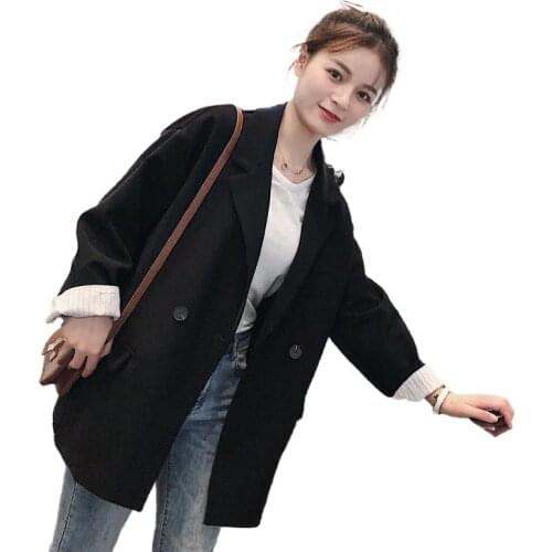 2021 new Korean version of the spring and autumn black female suit jacket fashion casual net red British style spring jacket