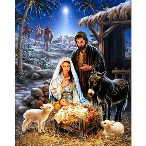 Official Store Diamond Painting Birth Of Jesus Diamond Embroidery Full Set Diamond Mosaic Rhinestone Decorations FF2645