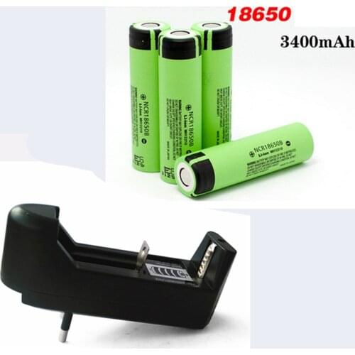 Original Rechargeable Battery NCR 18650 3.7V 3400mAh + EU charger li-ion Rechargeable Batteries NCR18650B Battery