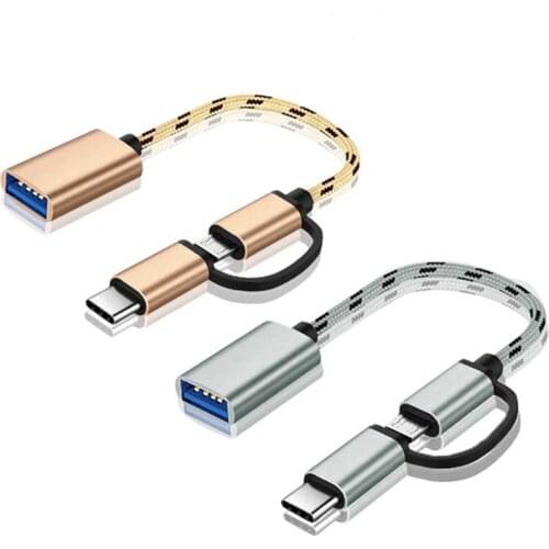 OTG adapter Android type-C two in one OTG adapter is suitable for Samsung Xiaomi Android Mouse Tablet PC Type C OTG USB Cable