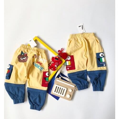 Tonytaobaby Autumn and Winter Dresses New Kids' Cartoon Fun Pocket Pants Boy Pants Girls Pants