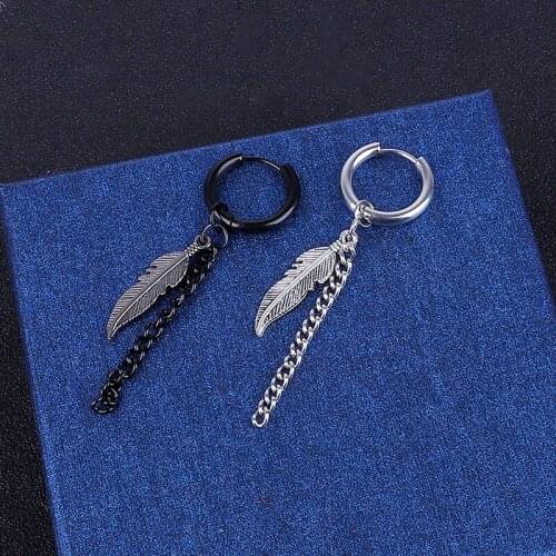 1-2pcs Punk Titanium Steel Long Tassel Dangle Earrings Pendant No Piercing Ear Clip Stud For Women Men Jewelry Hip Hop Brincos