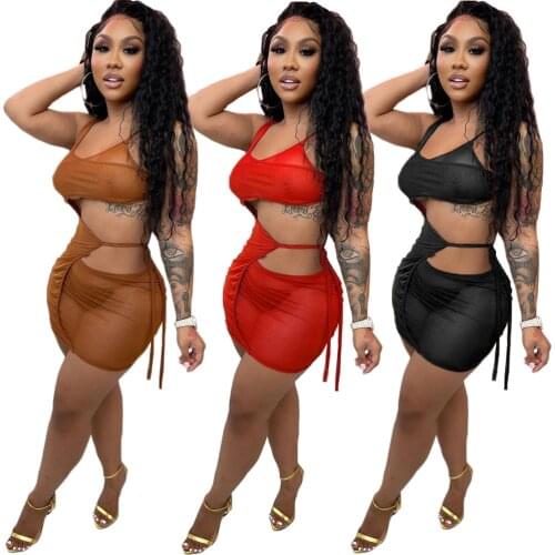 Chiclover Nightclub Sexy Woman Dress Wholesale Items Mesh Transparent Bandage Dress Sleeveless Lace Up Mini Dresses Dropshipping