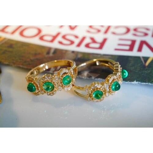 SX412 Solid 18K Gold Nature 0.6ct Green Emerald Rings for Women Fine Jewelry Presents