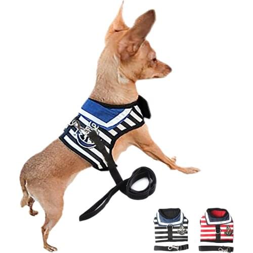Stripe Lapel Dog Cat Harness Chest Strap Vest For Small Dogs Halter Harnesses 6044015 Pet Pitbull Leashes Supplies S M L