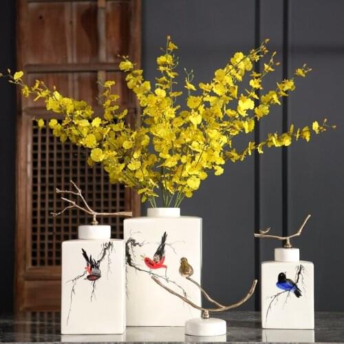 Modern Gathering Rose Flower Carving Ceramic Tabletop Vases Creative Ornaments Craft Decor Porclain Vase For Home Hotel Desktop