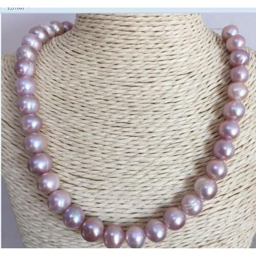 Gorgeous 10-11mm south sea baroque lavender pearl necklace 18"14K Gold Clasp KKK