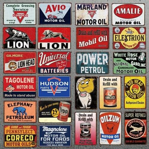 Motor Oil Vintage Tin Sign Garage Plaque Metal Vintage Pub Wall Pub Cafe Car Home Art Decor Retro Poster DU-4106A