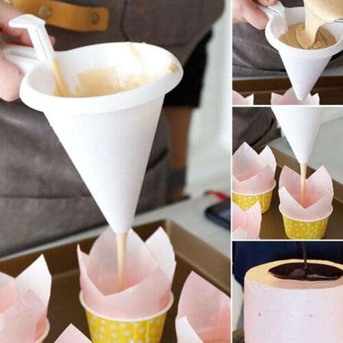 Chocolate Cream Funnel Handheld Plastic Batter Funnel Dispenser Candy Funnel Adjustable Chocolate Icing Funnel Baking Tool