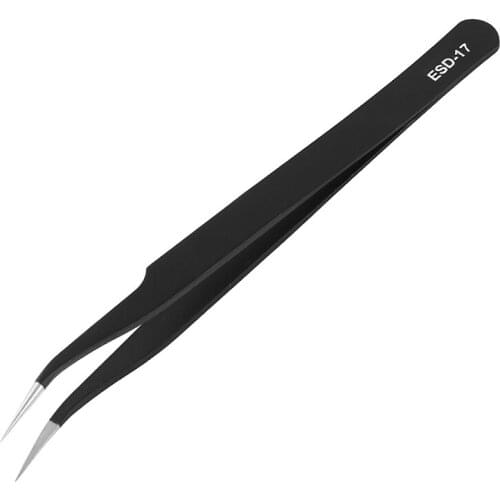 High Quality Stainless Steel Picking Tool Anti-static DIY Hand Clip Black Tweezers Rhinestones Gem Decor Eyelash Tweezers 1PC