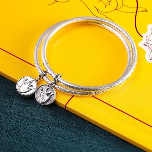 999 Sterling Silver Jewelry Lotus Hand Parami Heart Sutra Ladies Bracelet