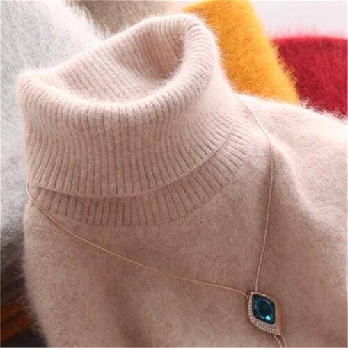 100% Mink Cashmere Turtleneck Sweater Women Jumpe 2021 New Autumn Winter Warm Clothes Pull Femme Hiver Pullover Sweater 52