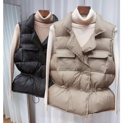 Winter Down Vest Women Short Vest Windbreaker Lightweight Coat Warm Waistcoat Female White Duck Down Coat Sleeveless Jacket