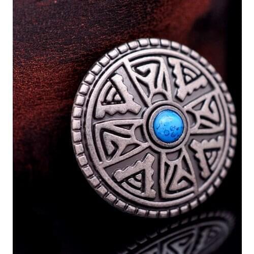 10pcs 1-1/8" Nickle Plated Biker Motocycle Turquoise Celtic Cross Western Concho For Leathercraft Saddle Tack Belt Wallet Decor