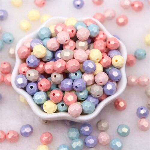 10g 7mm Colorful ABS Symphony Hexagon Pearl Beads Macaron Acrylic Beads Crafts for Jewelry Making DIY Bracelet Necklace