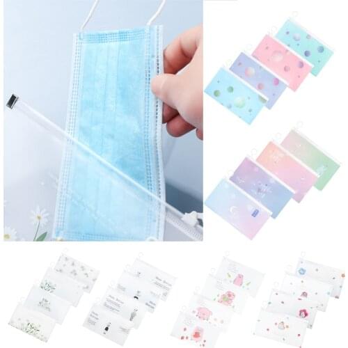 4pcs/set Face Mask Storage Case Face Covering Holder Portable Storage Box Zipper Waterproof Travel Organizer Practical