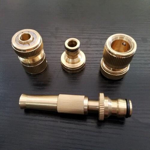 4Pcs Threaded Connectors Garden Brass Hose Pipe Fitting Set Tap Quick Connectors & Spray Nozzle Water Pipe Adapter for Garden Wa