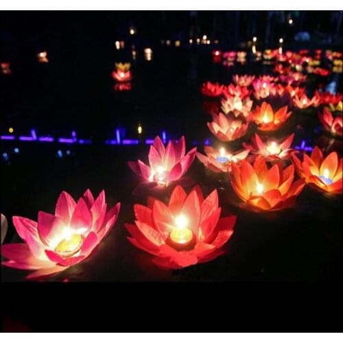 4pcs LED Floating Lotus Lights Blessing Wishing Light Pool Lake Decor Birthday Candle LED Lamp Water Lantern Wedding Decoration