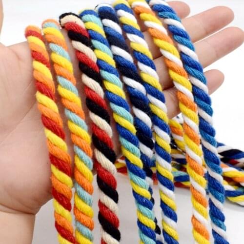 6mm Colorful 100% Cotton Rope 3 Shares Twisted Cords For DIY Craft Handmade Home Decoration Accessories Lanyard Ropes 10Meters
