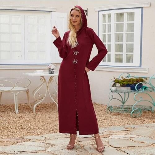 Front open hooded abaya moroccan dresses kaftan womens clothing long sleeve dress jilbab islamique femme vestido musulmana luj