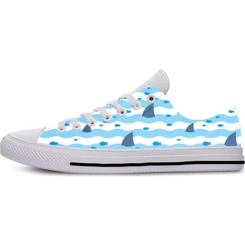 SHARK FIN Pattern Novelty Fashion Creative Funny Casual Cloth Shoes Low Top Lightweight Breathable 3D Print Men women Sneakers