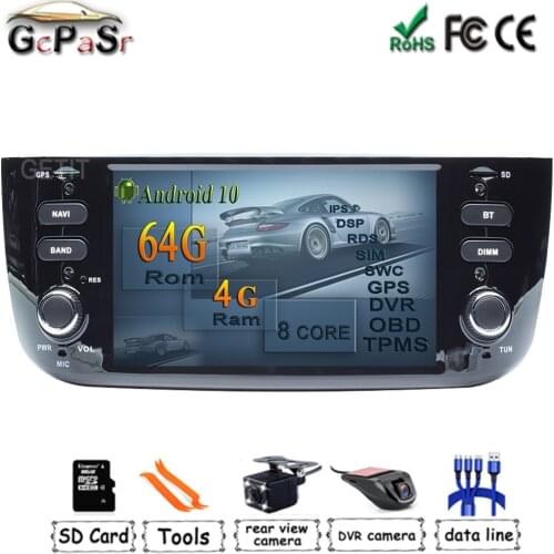 Android 10.0 Car DVD Player Stereo for Fiat/Linea/Punto evo 2012-2015 Multimedia GPS Navigation IPS DSP