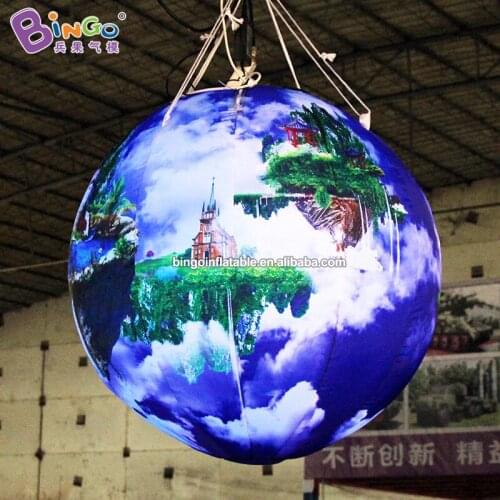Custom Made 1m inflatable LED globe Castle in the Sky / LOGO hanging universe ball model decoration