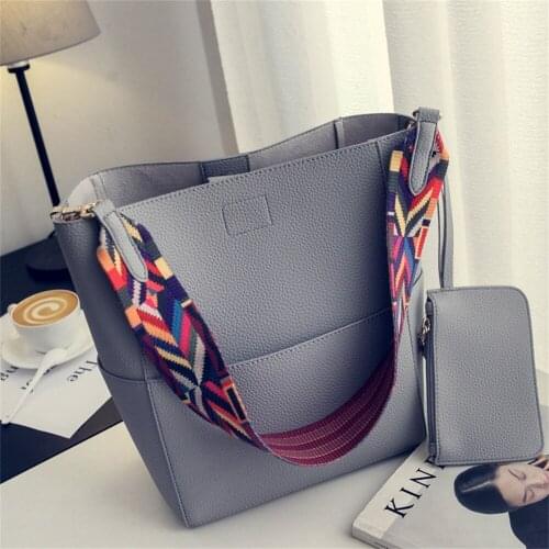 Brand Designer Women Handbag And Purse Large Capacity Colorful Strap Shoulder Bag PU Leather Bucket Crossbody Bags Big Totes