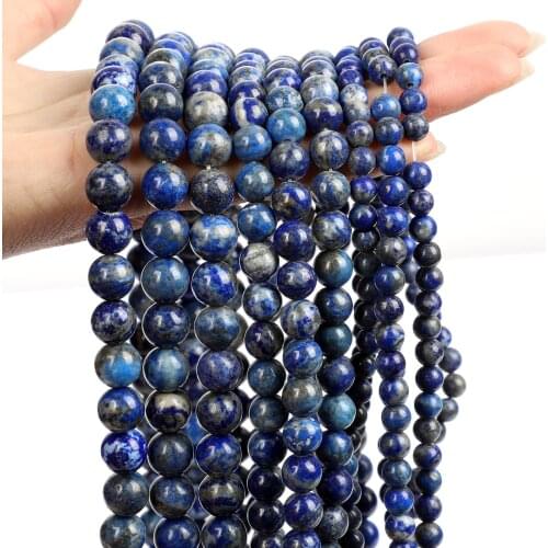 Natural Stone Bead Lapis Lazuli Round Loose Spacer Bead For Jewelry Making DIY Bracelet Earring Accessories Strand 4/6/8/10/12MM