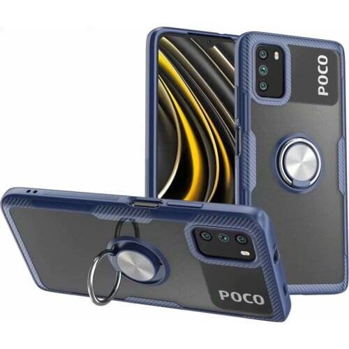 For Xiaomi POCO M3 Case Hard Transparent With Stand Ring Magnet Transparent Protective Cover case for xiaomi poco M3 phone shell