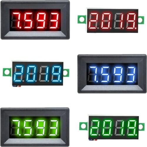 Mini Digital Voltmeter 0-100V DC 0.36 Inch Volt Voltage Meter LED Panel Electric Voltage Tester Gauge 3 Wires 12V 24V 48V 4 Bit