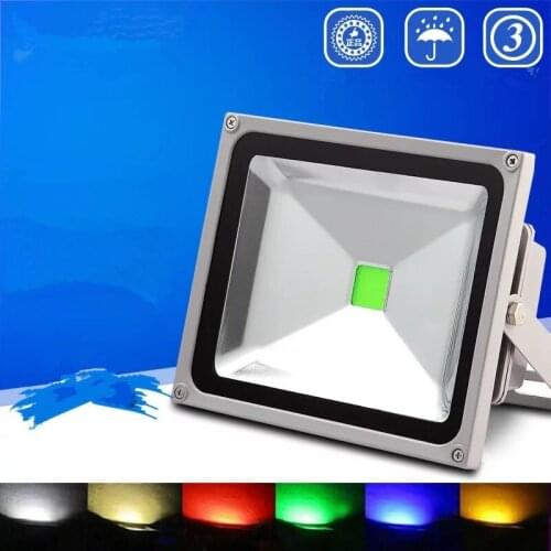 Color LED Flood Light 20/30/50/100W Full Power AC 220V Outdoor Waterproof IP65 Lamp Garden Street Spotlight Projector